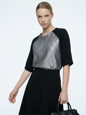 Stella & Jamie Metallic Silver and Black Blouse